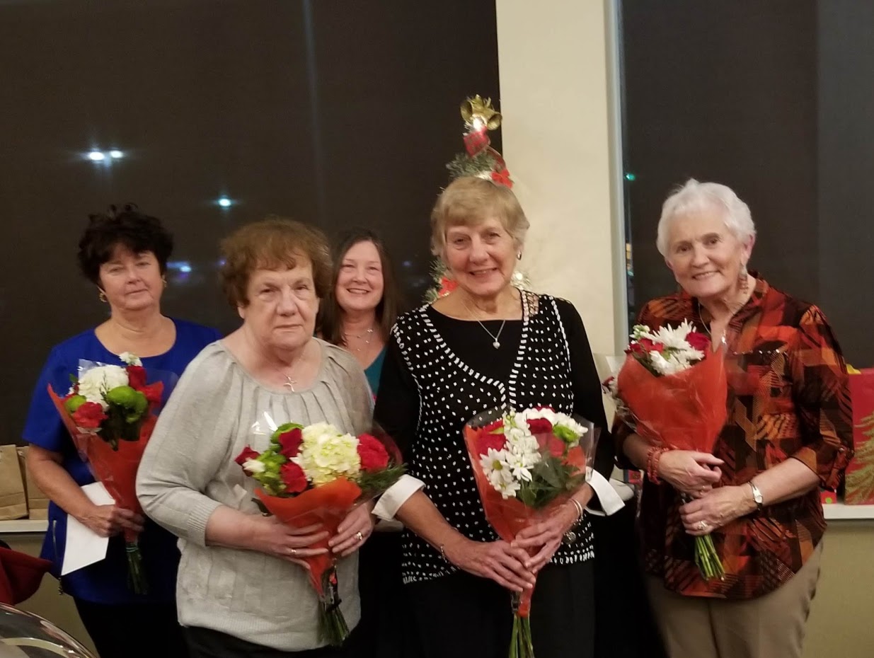 Pictured, from left, is outgoing Recording Secretary Nancy Wiedemann, newly-elected Treasurer Shirley Joy, Vice President Julie Forcucci, President Pat Anderson, and Recording Secretary Diane Brodfuehrer.